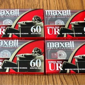 Lot of 4 Maxell UR 60 New Blank Audio Cassette Still In Package